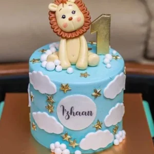 Birthday cake with lion on it