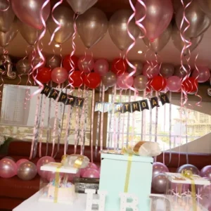 A beautifully decorated yacht interior for a birthday celebration